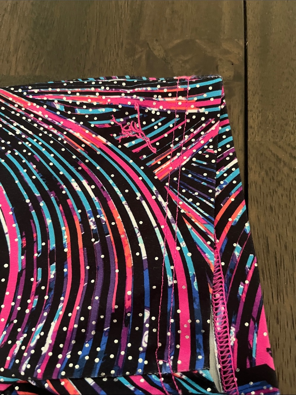 Large Pink Turquoise Patterned One-Piece Activewear Leotard Dance Gymnastics L - Picture 5 of 10